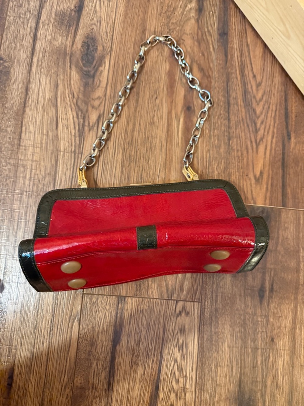 Orla Kiley London Red and Black Faux-Croc Frame Clutch Bag - Picture 3 of 3